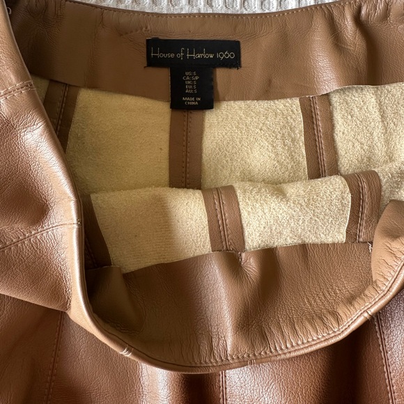 House of Harlow 1960 A-Line Brown Leather Skirt - Picture 2 of 2